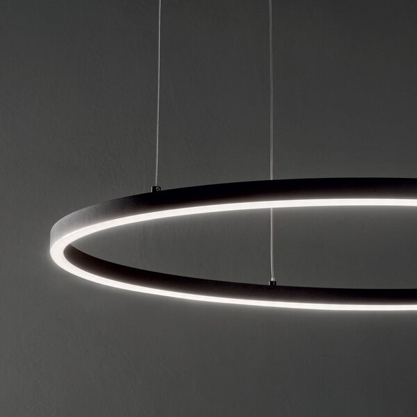 IDEAL LUX Ideal Lux LED viseća svjetiljka Oracle Slim Ø 50 cm crna 3000 K, Crno, Dnevni boravak/blagovaonica, Metal