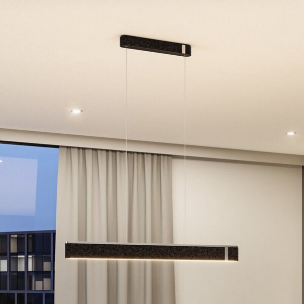 Paulmann Smart LED viseća svjetiljka Jagun, antracit, 100 cm, filc, prigušiva, Sivo, Dnevni boravak/blagovaonica, Tkanina / tekstil