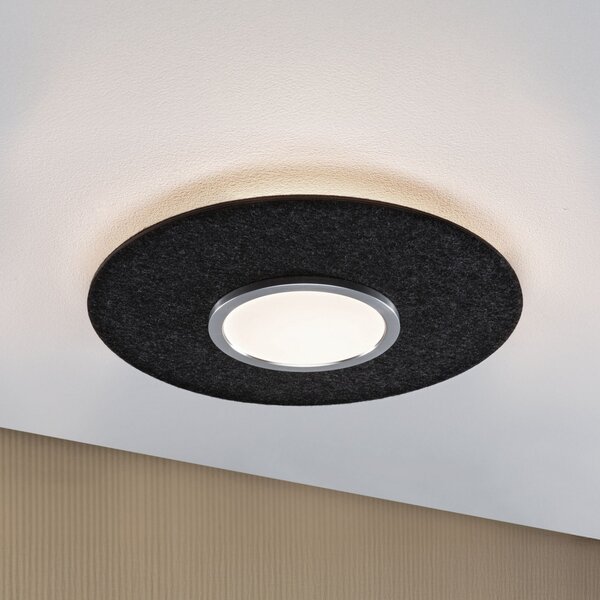Paulmann Smart LED stropna svjetiljka Tulga, antracit Ø 45 cm filc, prigušiva, Sivo, Dnevni boravak/blagovaonica, Tkanina / tekstil, Pokrivač okrugli izravno