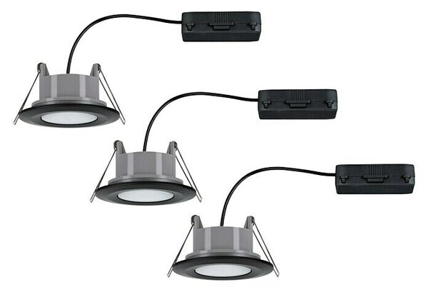 Paulmann Set ugradbenih LED svjetiljki Vali (16,5 W, Crna, 3 Kom., Topla bijela, IP65)