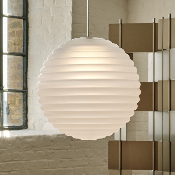 Tom Dixon LED viseća svjetiljka Press Sphere, matirana, Ø 30 cm, prigušiva, Bijela, Dnevni boravak/blagovaonica, Staklo
