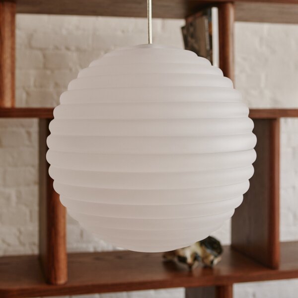 Tom Dixon LED viseća svjetiljka Press Sphere, matirana, Ø 30 cm, prigušiva, Bijela, Dnevni boravak/blagovaonica, Staklo