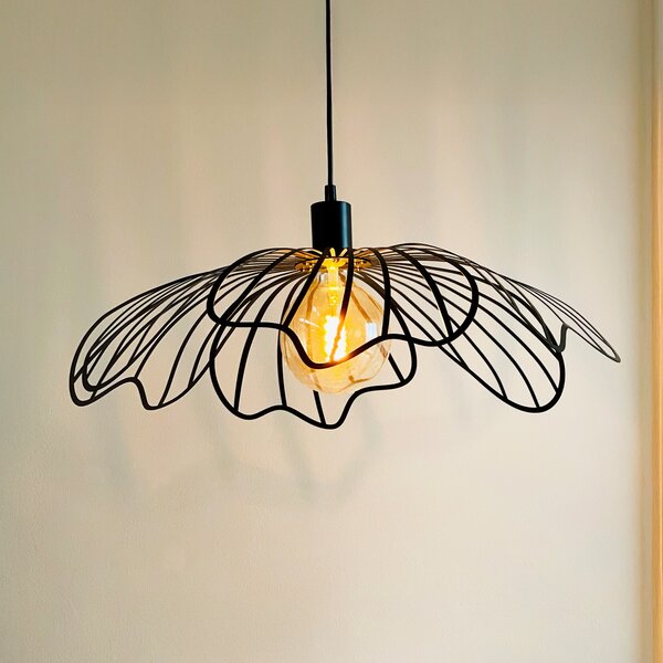 Dyberg Larsen BLUMEN viseća lampa, mat crna, Ø 60 cm, prigušiva, Crno, Dnevni boravak/blagovaonica, Metal