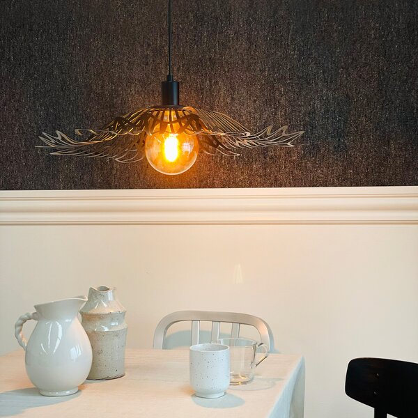 Dyberg Larsen Flora viseća lampa, mat crna, Ø 60 cm, metal, prigušiva, Crno, Dnevni boravak/blagovaonica, Metal