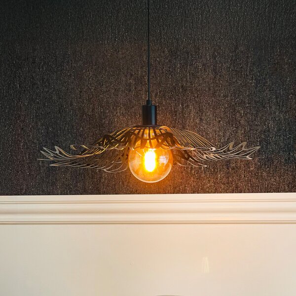 Dyberg Larsen Flora viseća lampa, mat crna, Ø 60 cm, metal, prigušiva, Crno, Dnevni boravak/blagovaonica, Metal