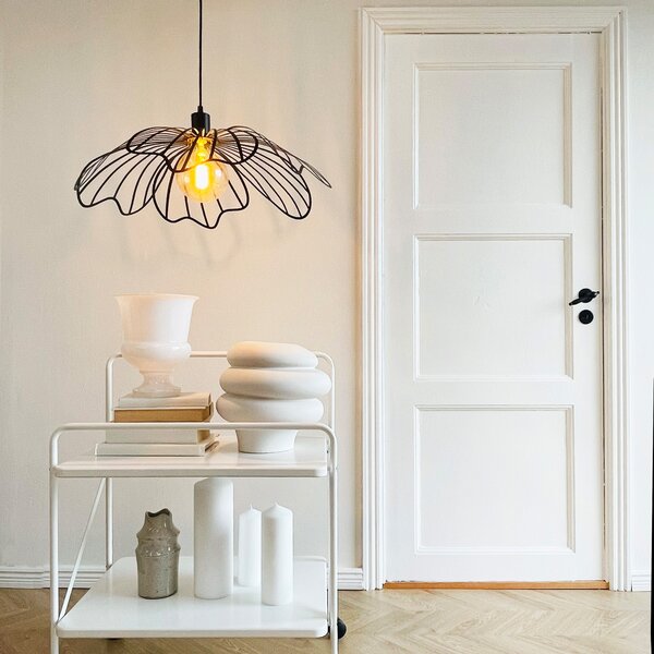 Dyberg Larsen BLUMEN viseća lampa, mat crna, Ø 60 cm, prigušiva, Crno, Dnevni boravak/blagovaonica, Metal