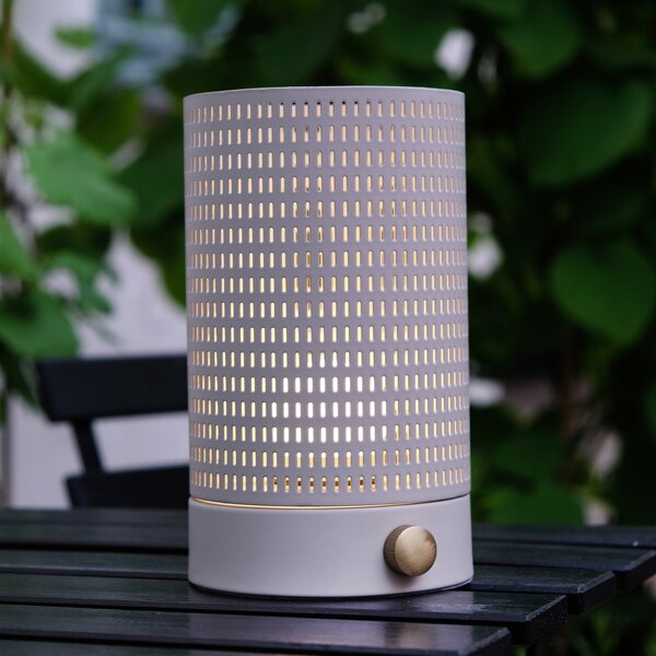 Dyberg Larsen LED punjiva stolna lampa Mesh, bijela, visina 20 cm, prigušiva, Bijela, Dnevni boravak/blagovaonica, Metal