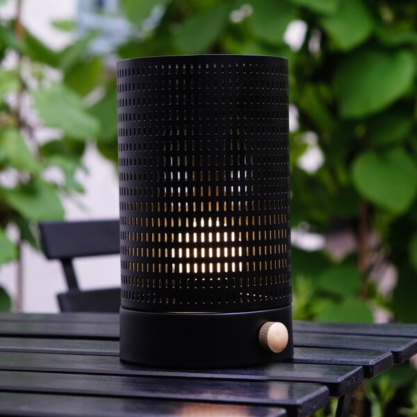 Dyberg Larsen LED punjiva stolna lampa Mesh, crna, visina 20 cm, prigušiva, Crno, Dnevni boravak/blagovaonica, Metal