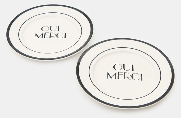 Sinsay - Keramički tanjuri s natpisom Oui Merci 2 pack