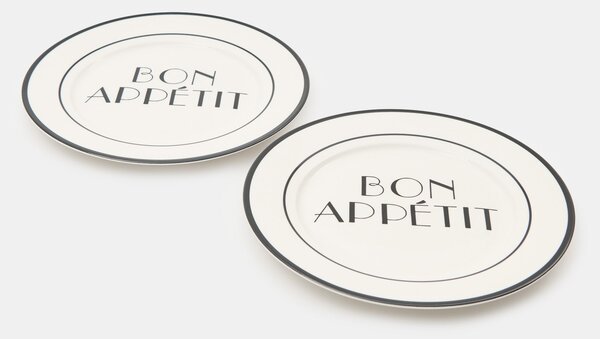 Sinsay - Keramički tanjuri s natpisom Bon appétit 2 pack