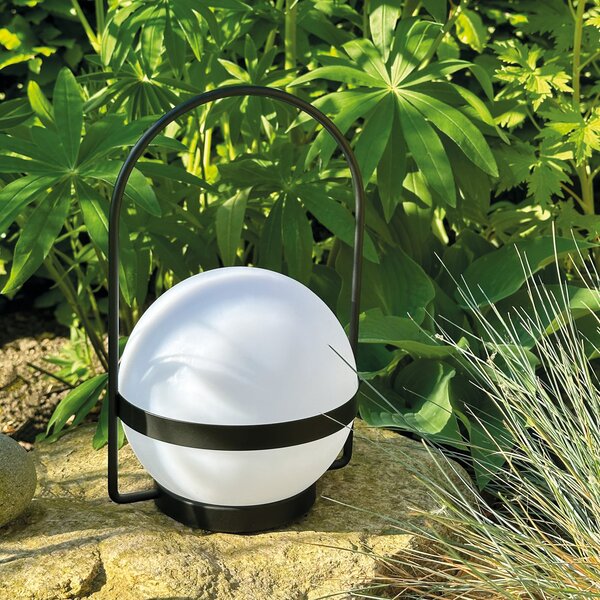 Dyberg Larsen LED solarna svjetiljka Ljeto, bijela/crna, visina 26 cm, prigušiva, Crno, Metal