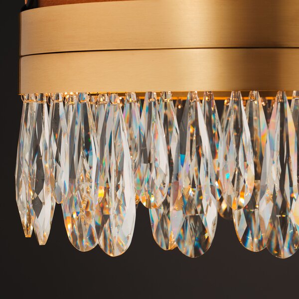 Brilliant LED stropna svjetiljka Celestia, Ø 40 cm, boja mesinga, kristal, prigušiva, Zlato / mjed, Dnevni boravak/blagovaonica, Metal
