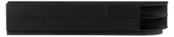 Crna modularna TV komoda od masivnog bora 78x40 cm Finca – WOOOD