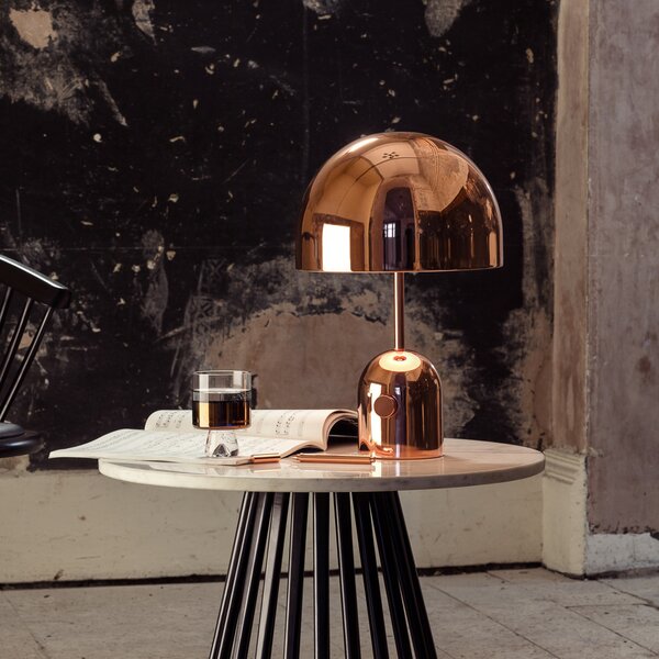 Tom Dixon LED stolna lampa Bell, bakrena, 43 cm, prigušljiva, prigušiva, Bakar, Dnevni boravak/blagovaonica, Metal
