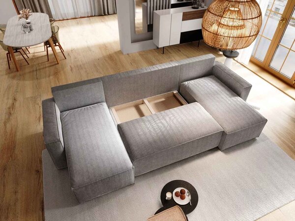 PROMOCIJA Tamnosiva kutna garnitura u obliku U SMART COSARO 295x140 cm II. kvaliteta