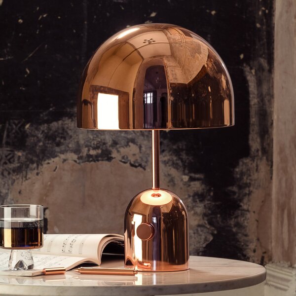 Tom Dixon LED stolna lampa Bell, bakrena, 43 cm, prigušljiva, prigušiva, Bakar, Dnevni boravak/blagovaonica, Metal