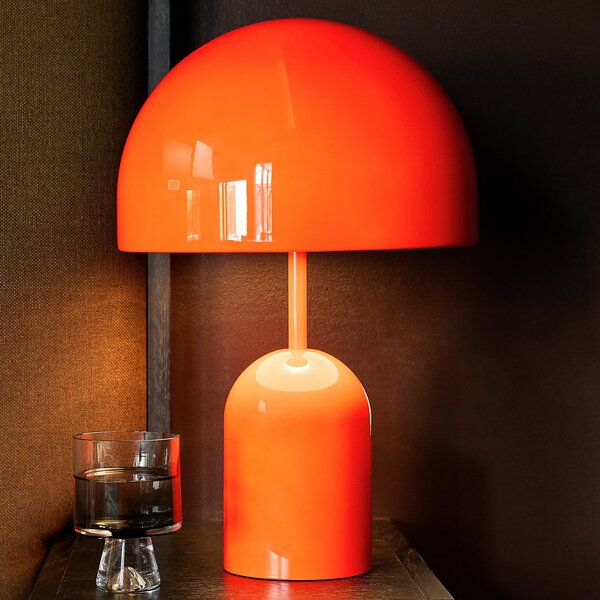 Tom Dixon LED stolna lampa Bell, crvena, visina 43 cm, prigušljiva, prigušiva, Crvena, Dnevni boravak/blagovaonica, Metal