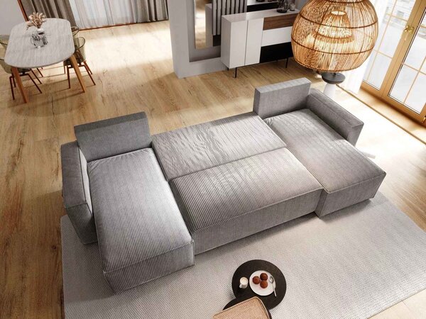 PROMOCIJA Tamnosiva kutna garnitura u obliku U SMART COSARO 295x140 cm II. kvaliteta