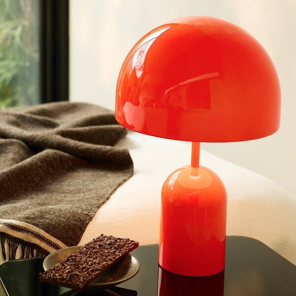Tom Dixon LED stolna lampa Bell, crvena, visina 43 cm, prigušljiva, prigušiva, Crvena, Dnevni boravak/blagovaonica, Metal