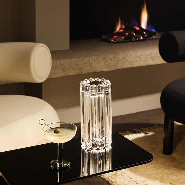 Tom Dixon LED stolna lampa Press, prozirna, staklo, 24 cm, 927 dim, prigušiva, Providna, Dnevni boravak/blagovaonica, Staklo