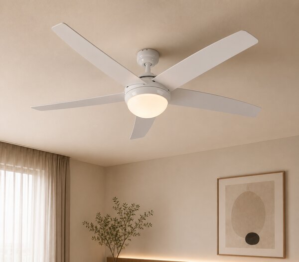Stropni ventilator bijeli s drvenim uzorkom 132 cm s daljinskim upravljačem - Cool