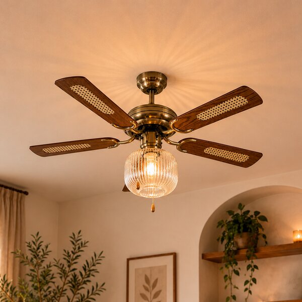 Stropni ventilator mjed s drvom 107,5 cm s poteznim prekidačem - Mistral Karel