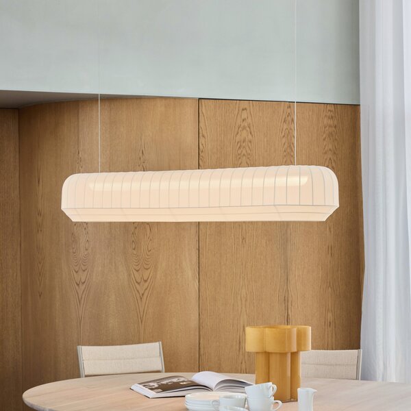 Northern LED viseća svjetiljka Tradition linearna, tekstilna, prljavobijela, prigušiva, Bijela, Dnevni boravak/blagovaonica, Tkanina / tekstil