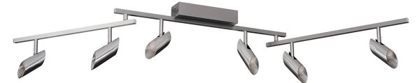 Brilliant LED stropni reflektor Risell, duljina 142 cm, boja aluminija, prigušiva, Metalik, Dnevni boravak/blagovaonica, Aluminij