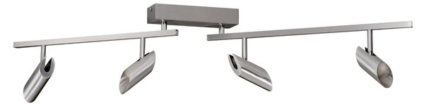 Brilliant LED stropni reflektor Risell, duljina 104 cm, boja aluminija, prigušiva, Metalik, Dnevni boravak/blagovaonica, Aluminij