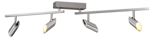 Brilliant LED stropni reflektor Risell, duljina 104 cm, boja aluminija, prigušiva, Metalik, Dnevni boravak/blagovaonica, Aluminij