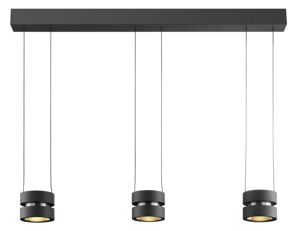 Brilliant LED viseća lampa Glow-Sphere, duljina 112 cm, crna, metalna, prigušiva, Crno, Dnevni boravak/blagovaonica, Aluminij