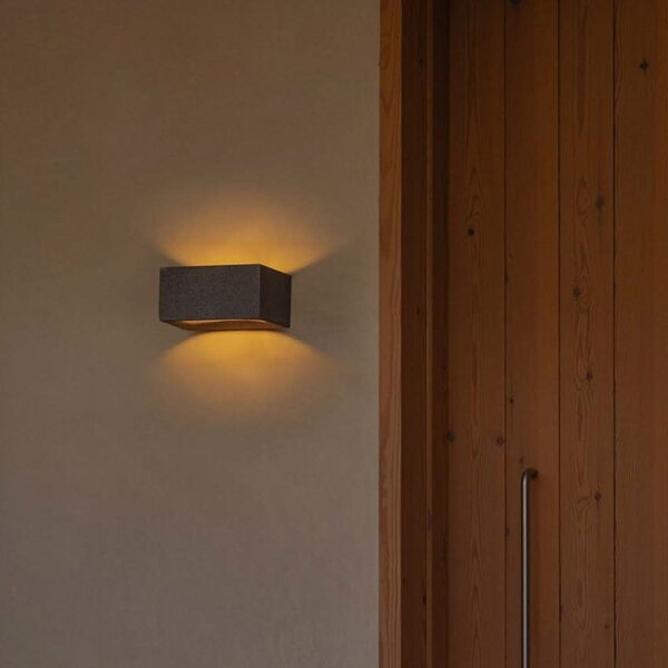 FARO BARCELONA LED zidna svjetiljka Glint, 3000K, 15 cm, siva, beton, IP55, Sivo, Beton