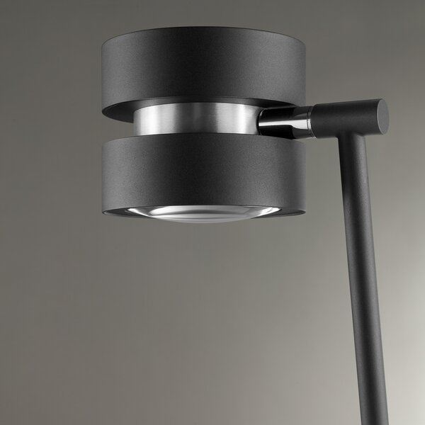 Brilliant LED podna lampa Glow-Sphere, visina 146 cm, crna, metalna, prigušiva, Crno, Dnevni boravak/blagovaonica, Aluminij