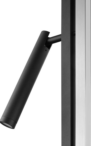 Brilliant LED podna lampa Pulse, crna, visina 150 cm, metalna, svjetlo za čitanje, prigušiva, Crno, Dnevni boravak/blagovaonica, Metal