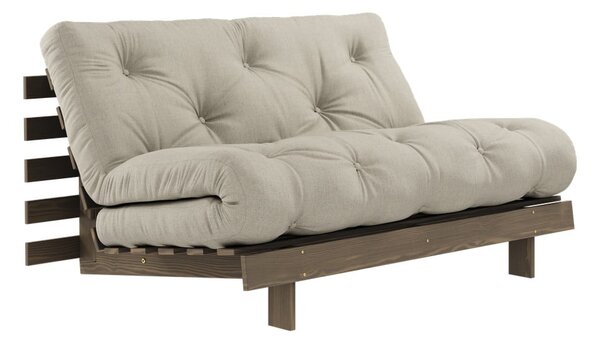 Sivo-bež lanena sklopiva sofa 140 cm Roots Carob – Karup Design