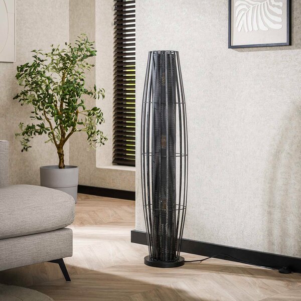 ZIJLSTRA Podna lampa Dublindo, visina 120 cm, antracit, metal, 3 x E27, Crno, Dnevni boravak/blagovaonica, Metal