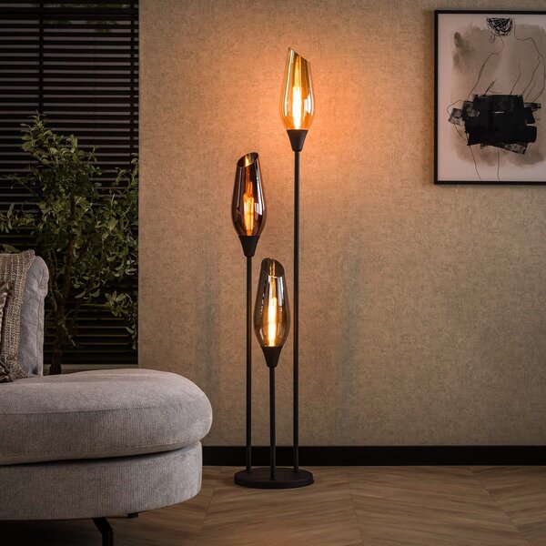 ZIJLSTRA Podna lampa Mix, 168 cm, višebojna, 3 žarulje, staklo/metal, Višebojno, Dnevni boravak/blagovaonica, Staklo