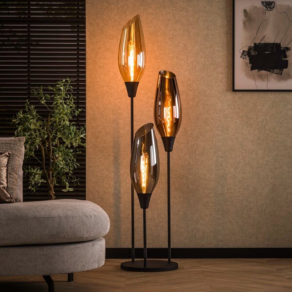 ZIJLSTRA Podna lampa Mix, 178 cm, višebojna, 3 žarulje, staklo/metal, Višebojno, Dnevni boravak/blagovaonica, Staklo
