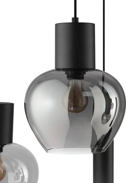 Brilliant Viseća lampa Ligari, crna/dimno siva, duljina 126 cm, staklo, Sivo, Dnevni boravak/blagovaonica, Staklo
