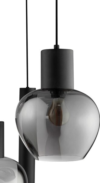Brilliant Viseća lampa Ligari, crna/dimno siva, Ø 68 cm, metal/staklo, Sivo, Dnevni boravak/blagovaonica, Staklo