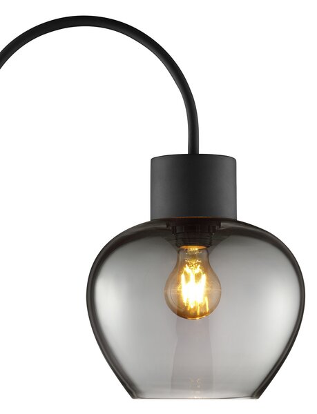 Brilliant Ligari podna lampa, crna/dimno siva, visina 164 cm, metal/staklo, Sivo, Dnevni boravak/blagovaonica, Staklo