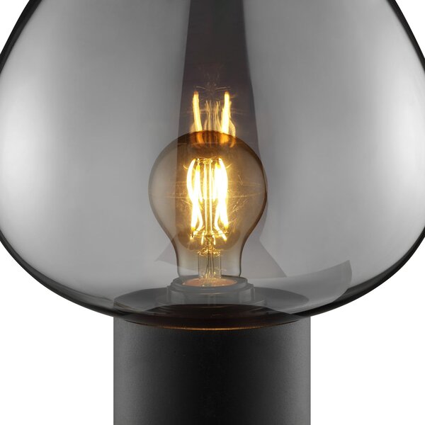 Brilliant Stolna lampa Ligari, crna/dimno siva, visina 28 cm metal/staklo, Sivo, Dnevni boravak/blagovaonica, Staklo
