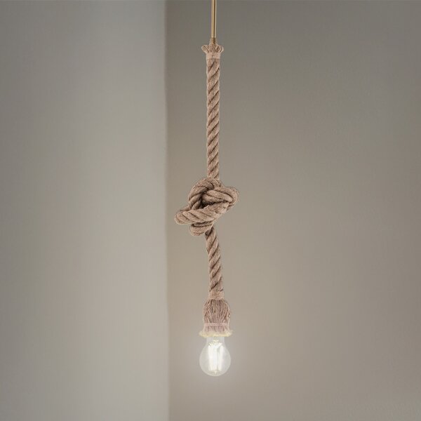 Opviq Viseća lampa AYD, bež, konopac, visina 70 cm, E27, ručno izrađena, prigušiva, Bež, Dnevni boravak/blagovaonica, Tkanina / tekstil