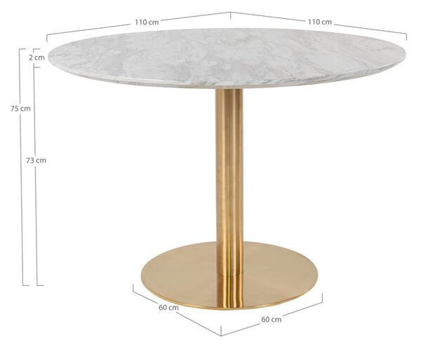 Okrugli blagovaonski stol s pločom stola u mramornom dekoru ø 110 cm Bolzano – House Nordic