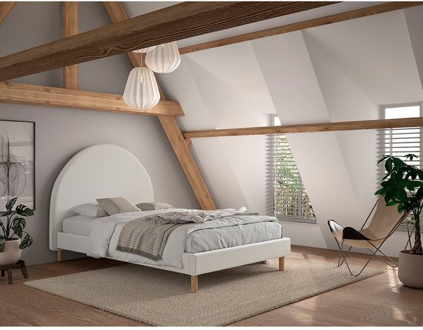 Bijeli tapecirani krevet s podnicom 140x200 cm MOON – Vipack