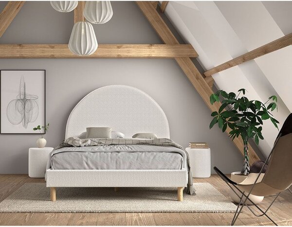 Bijeli tapecirani krevet s podnicom 140x200 cm MOON – Vipack