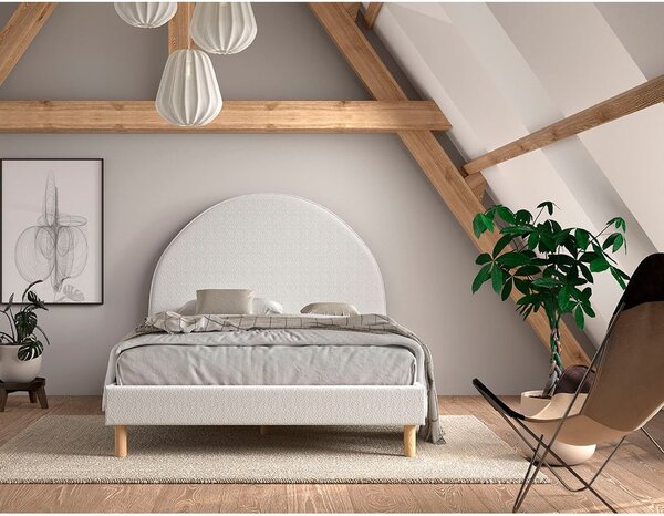 Bijeli tapecirani krevet s podnicom 140x200 cm MOON – Vipack