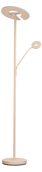 FISCHER & HONSEL LED podna lampa Dent, boje pijeska, 180 cm, metalna, CCT 2 žarulje., prigušiva, Bež, Dnevni boravak/blagovaonica, Metal, Svjetlo za čitanje