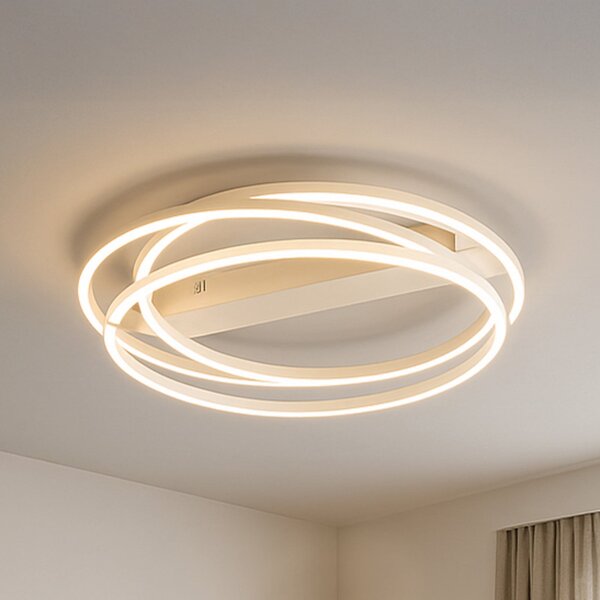 FISCHER & HONSEL LED stropna svjetiljka Kiku, Ø 56 cm, boja pijeska, metal, CCT, prigušiva, Bež, Dnevni boravak/blagovaonica, Metal