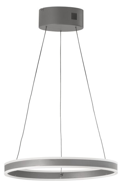 FISCHER & HONSEL LED viseća svjetiljka Silvio, Ø 50 cm, pješčano siva, metalna, CCT, prigušiva, Sivo, Dnevni boravak/blagovaonica, Metal